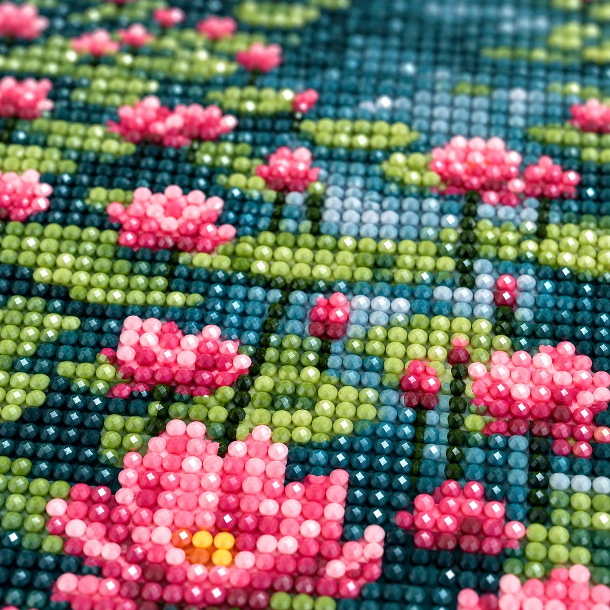 Diamond detail for Lotus River Haven Diamond Painting Kit