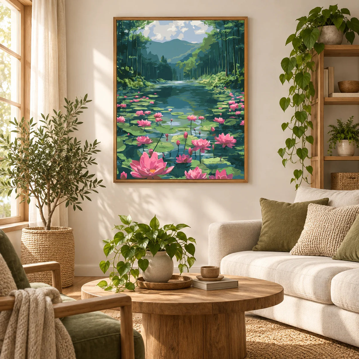 Home decor scene for Lotus River Haven Diamond Painting Kit