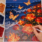 Luminous Butterflies and Fiery Roses: process
