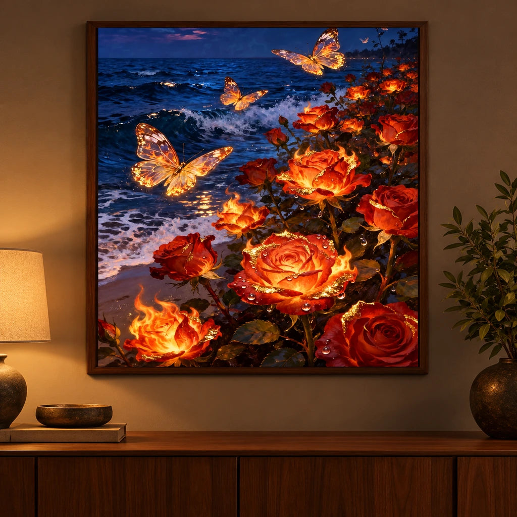 Luminous Butterflies and Fiery Roses: scene