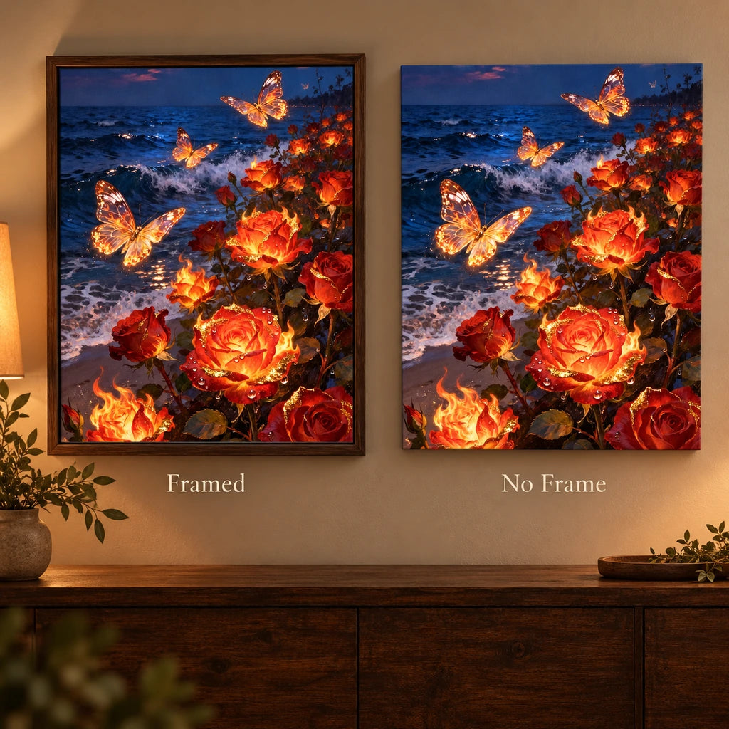 Luminous Butterflies and Fiery Roses: frame comparison