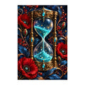 Original white-background artwork of Luminous Hourglass and Poppies
