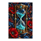 Original white-background artwork of Luminous Hourglass and Poppies