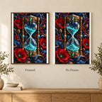 Framed and no-frame options for the Luminous Hourglass and Poppies diamond painting