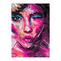 Original abstract woman portrait in magenta, violet, turquoise, and orange brushwork.