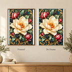Framed and no-frame options for the Magnolia Blossom Celadon Frame diamond painting