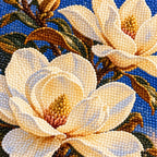 Ivory magnolias beneath a deep blue moonlit sky: close-up of diamond drills