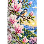 Magnolia Mountain Songbird Diamond Painting Kit diamond and canvas detail