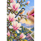Magnolia Mountain Songbird Diamond Painting Kit diamond placement process
