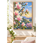 Magnolia Mountain Songbird Diamond Painting Kit home decor scene