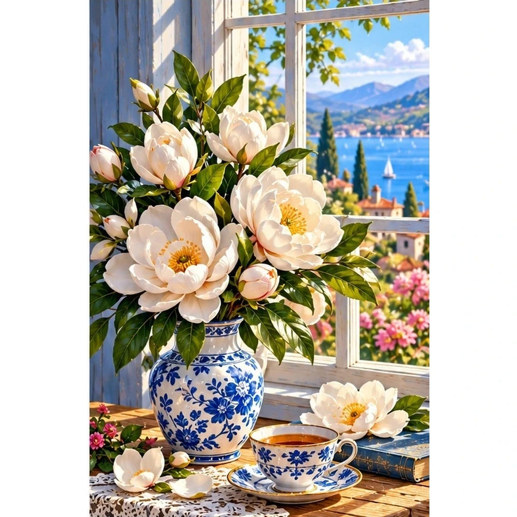 Magnolia Window Teacup — original artwork on a clean white background
