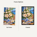 Magnolia Window Teacup — No Frame and Framed style comparison