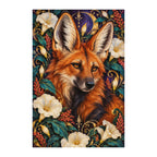 Finished white-background diamond painting of Maned Wolf Moonflower Frame