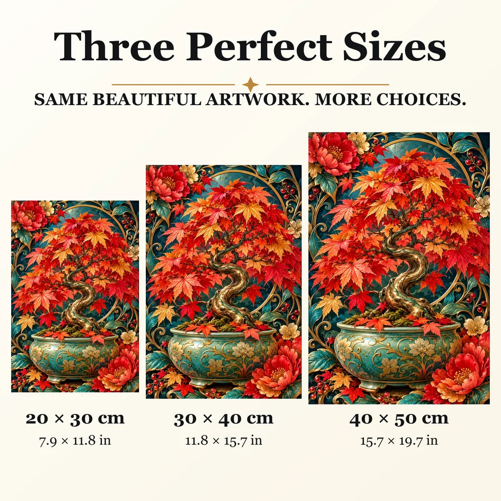 Maple Bonsai Jewel Canopy diamond painting in 20 by 30, 30 by 40, and 40 by 50 centimeter sizes