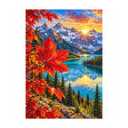 White-background finished diamond painting of Maple Leaf Rockies.