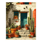 Mediterranean Cactus Doorway completed artwork on a clean white background