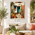 Mediterranean Cactus Doorway shown in a styled room with 15.7 × 19.7 in and 40 × 50 cm dimensions