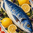Close-up diamond detail of the mediterranean fish and lemon diamond painting