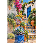 Mediterranean Mosaic Garden Diamond Painting Kit diamond and canvas detail