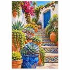 Mediterranean Mosaic Garden Diamond Painting Kit finished diamond artwork on white background
