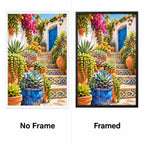 Mediterranean Mosaic Garden Diamond Painting Kit No Frame and Framed comparison