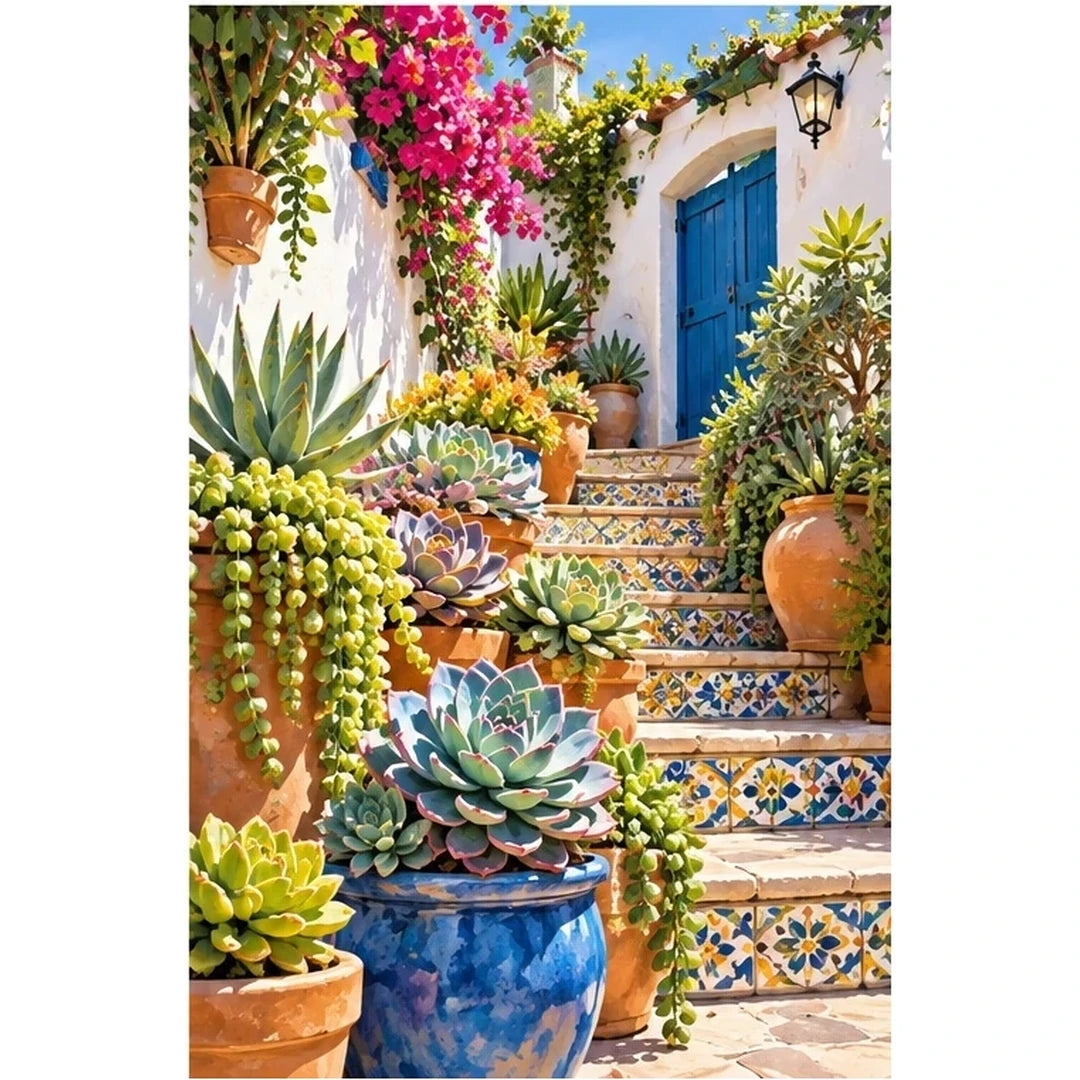 Mediterranean Mosaic Garden original artwork on white background