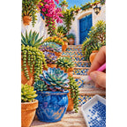 Mediterranean Mosaic Garden Diamond Painting Kit diamond placement process