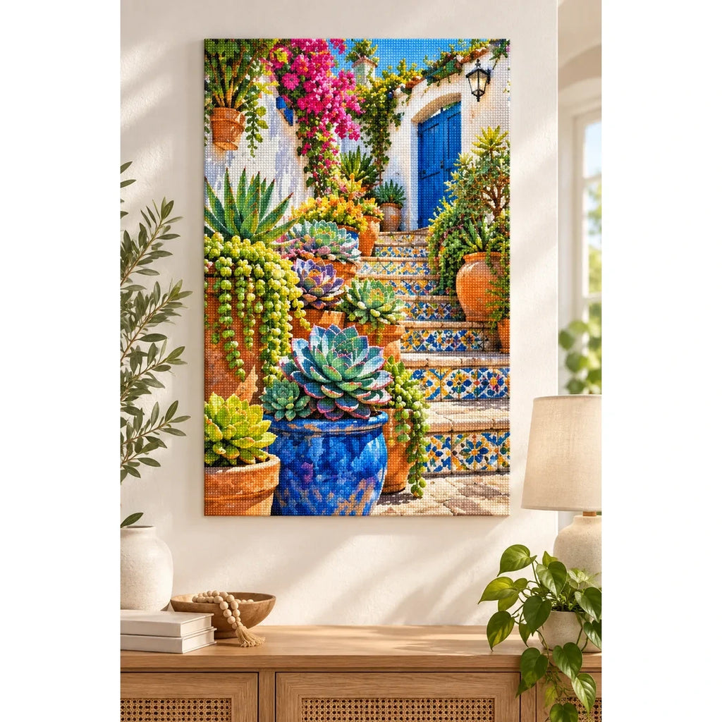 Mediterranean Mosaic Garden Diamond Painting Kit home decor scene