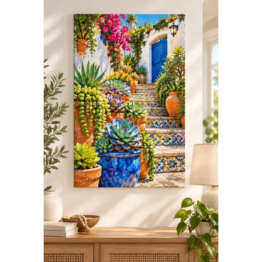 Mediterranean Mosaic Garden Diamond Painting Kit home decor scene