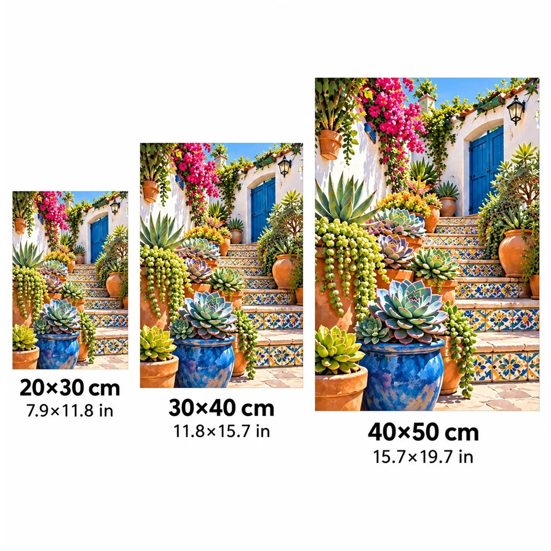 Mediterranean Mosaic Garden Diamond Painting Kit size guide