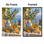 Mediterranean Olive Citrus Diamond Painting Kit No Frame and Framed comparison