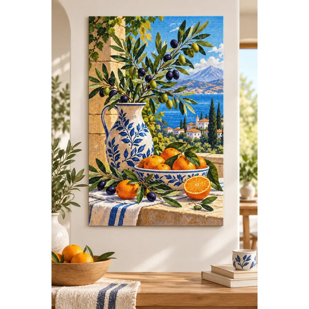Mediterranean Olive Citrus Diamond Painting Kit home decor scene