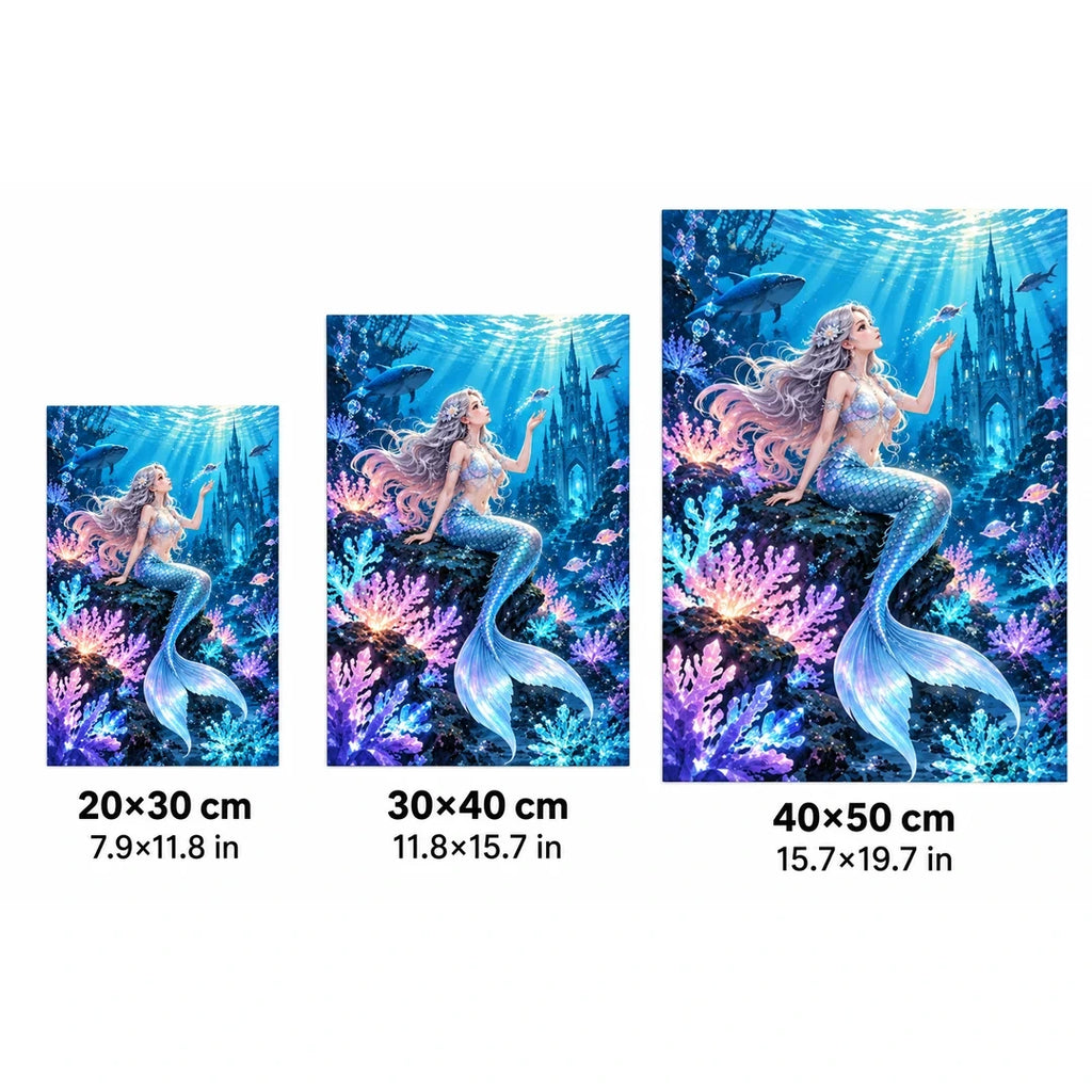Mermaid Coral Kingdom Diamond Painting Kit size guide