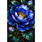 Midnight Blue Camellia Diamond Painting Kit — original white-background artwork