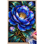 Midnight Blue Camellia Diamond Painting Kit — Diamond painting process