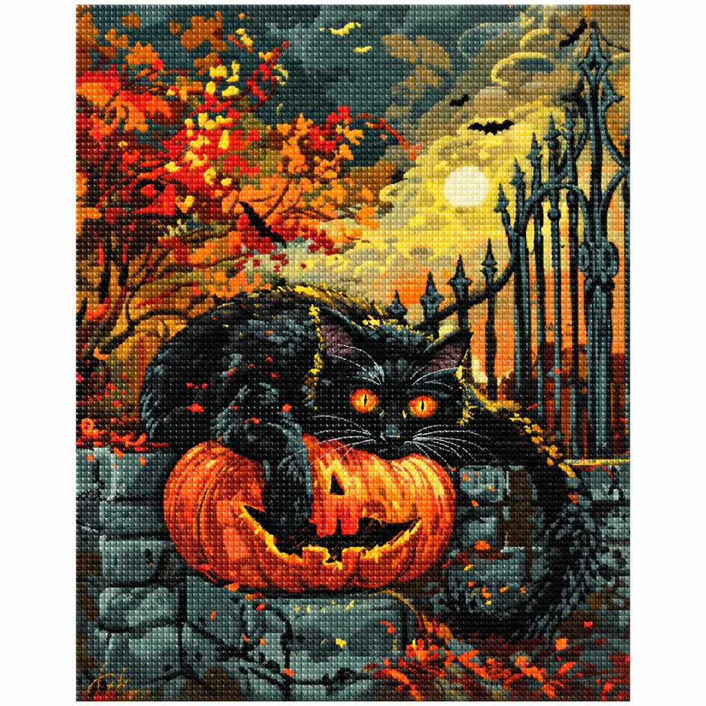 Finished diamond painting for Midnight Guardian Diamond Painting Kit