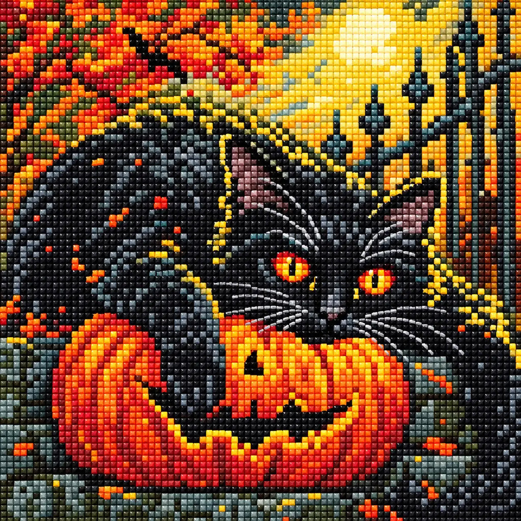 Diamond detail for Midnight Guardian Diamond Painting Kit