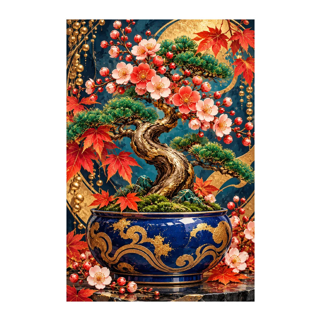 Original white-background artwork of Miniature Bonsai Jade Pot