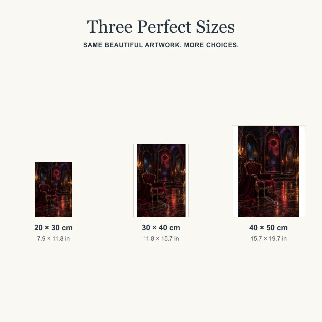 Portrait size guide for the mirror labyrinth chamber design: 20 × 30, 30 × 40, and 40 × 50 cm