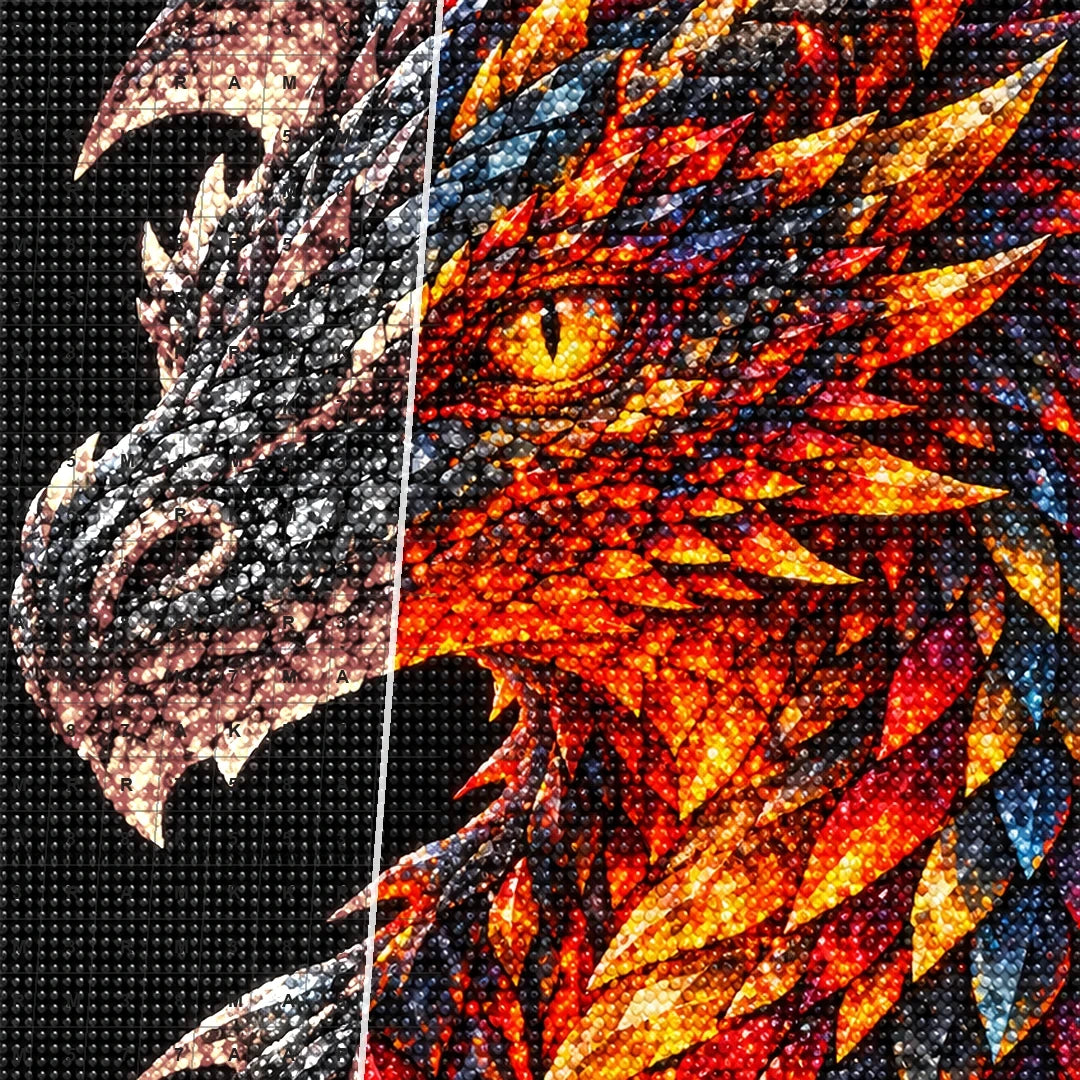 Molten Gold Mosaic Dragon diamond drill and canvas detail