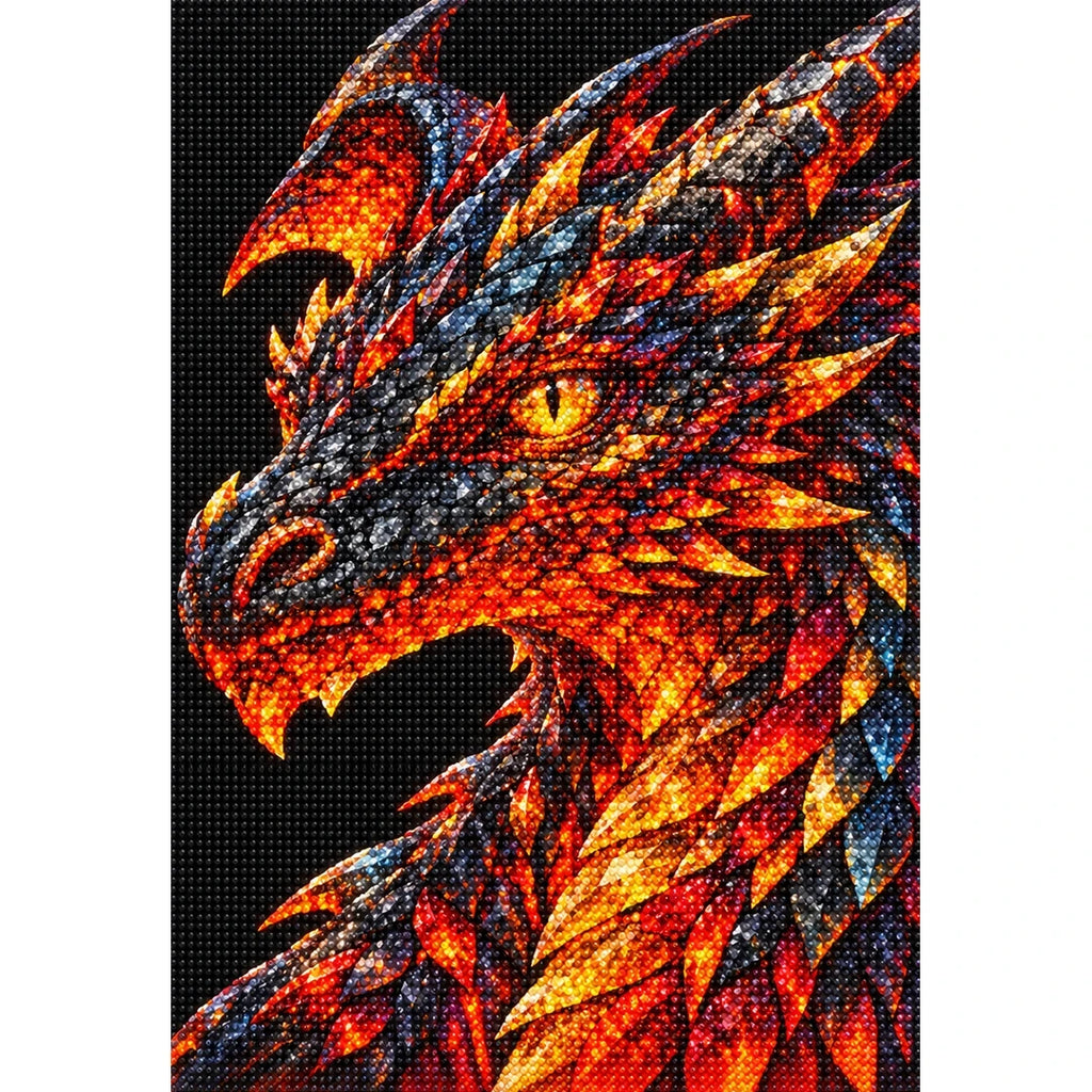Molten Gold Mosaic Dragon finished diamond painting on white background
