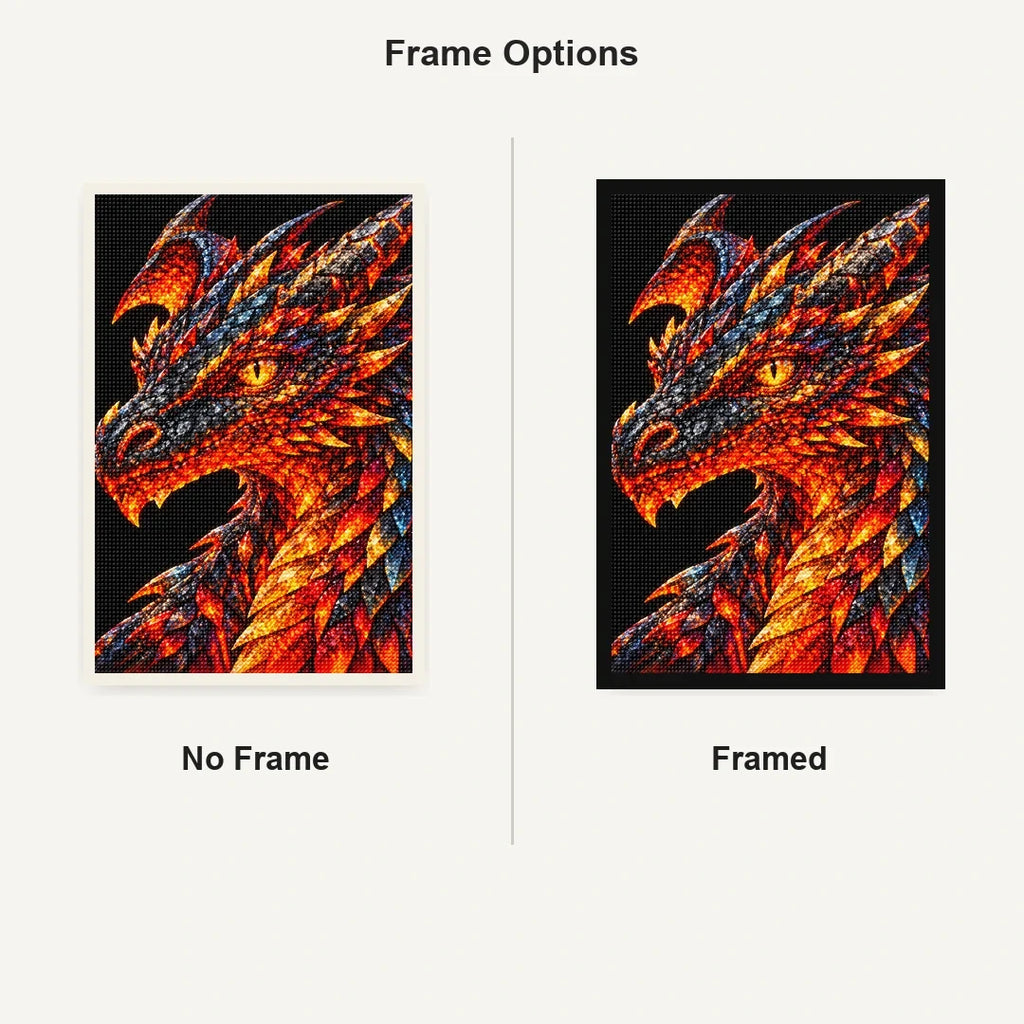 Molten Gold Mosaic Dragon No Frame and Framed style comparison