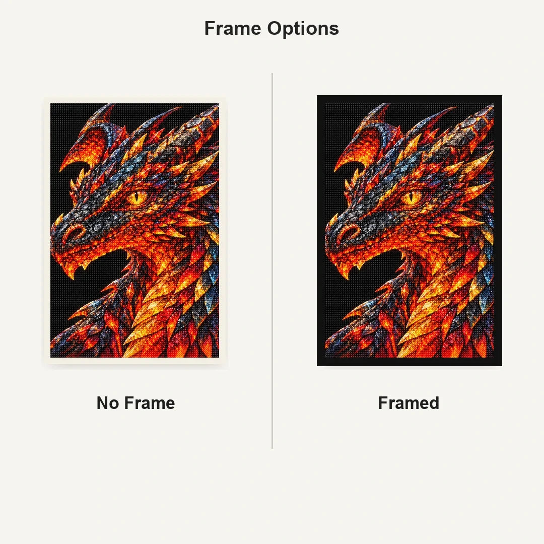 Molten Gold Mosaic Dragon No Frame and Framed style comparison
