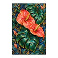 Original white-background artwork of Monstera Anthurium Jungle Ornament