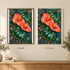 Framed and no-frame options for the Monstera Anthurium Jungle Ornament diamond painting