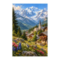 Original Mont Blanc Village artwork on a white background.