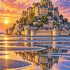 Close-up of drill details in the Mont Saint-Michel Tide diamond painting.