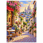 Montmartre Flower Street finished diamond artwork on white background