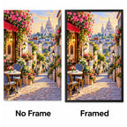 Montmartre Flower Street No Frame and Framed comparison