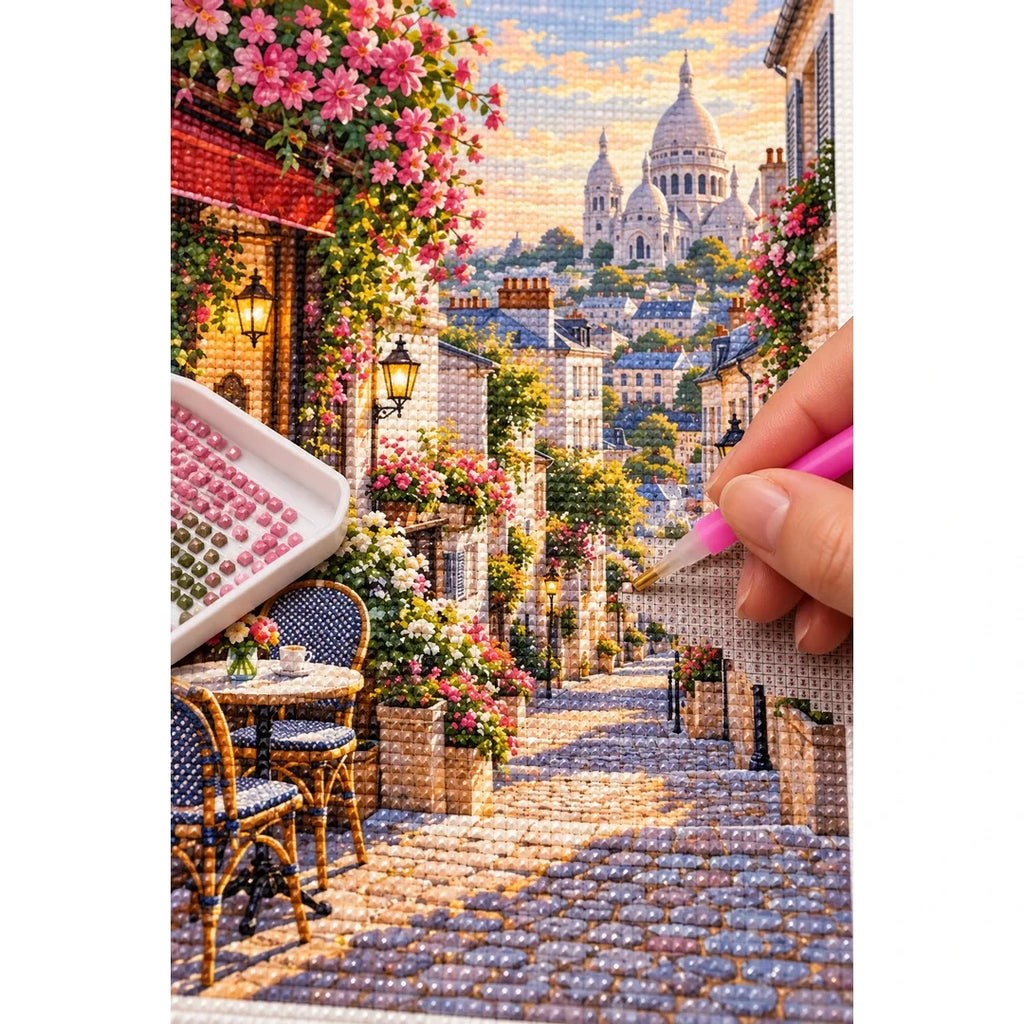 Montmartre Flower Street diamond placement process